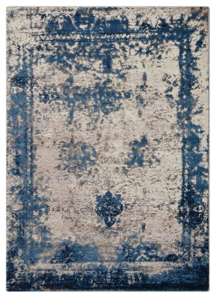 MACHINE MADE HEATSET POLYPROPYLENE AREA RUGS -Beige Blue Color,Oriental Design