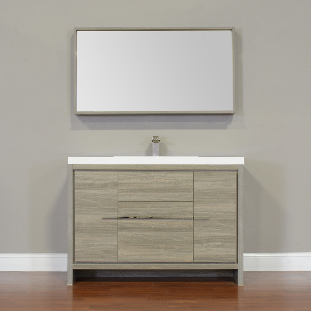 The Modern 48 Inch Single Modern Bathroom Vanity In Gray Without Mirror