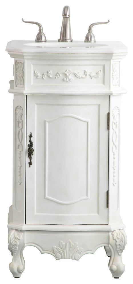 Bathroom Vanity, Antique White, 19", Single Sink