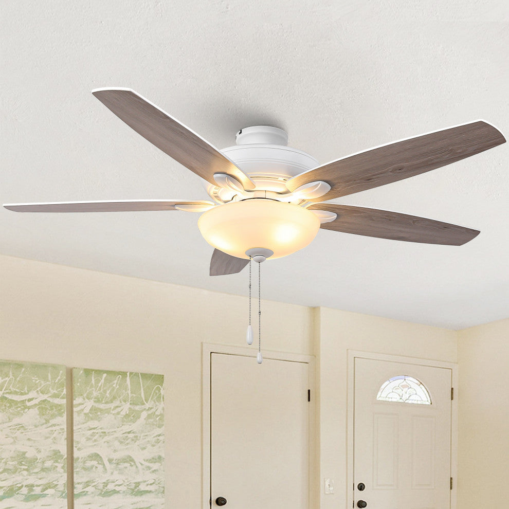 52-inch White  Modern Ceiling Fan with Light