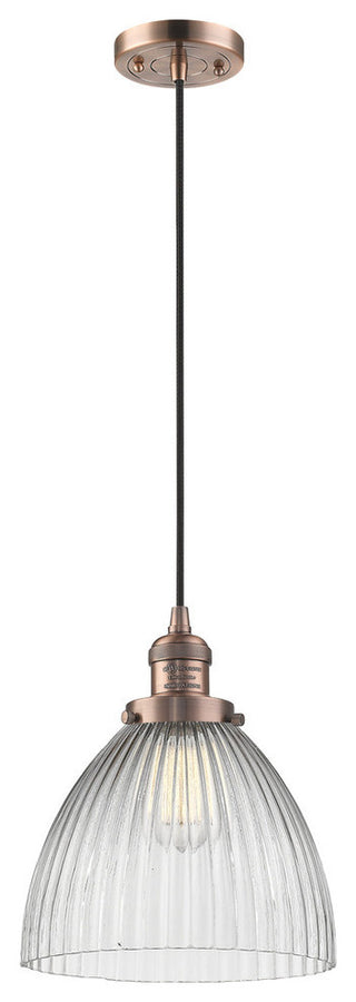 1-Light Dimmable LED Seneca Falls 9.5" Pendant, Antique Copper