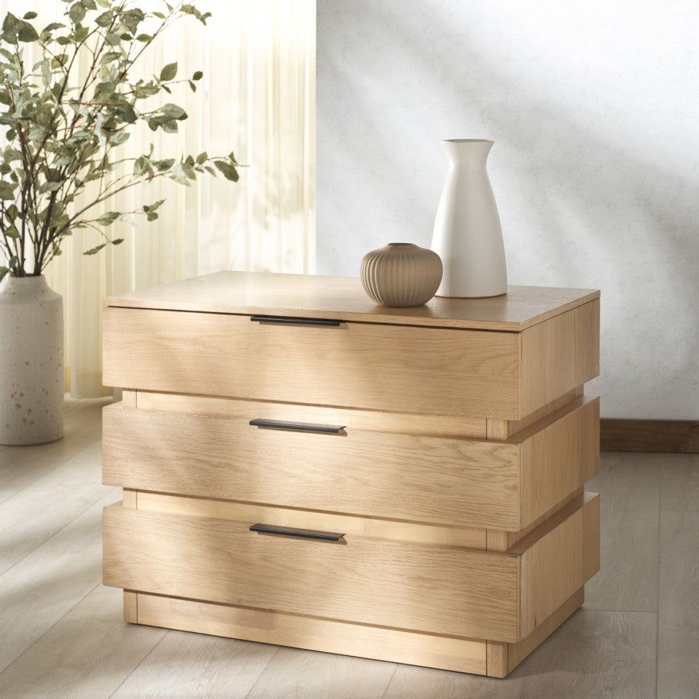 Safavieh Couture Titus 3 Drawer Stacked Chest, Oak