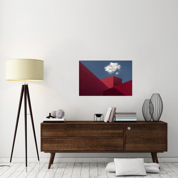 "Red Shapes" Stretched Canvas Giclee by Hugo Borges, 36x24"