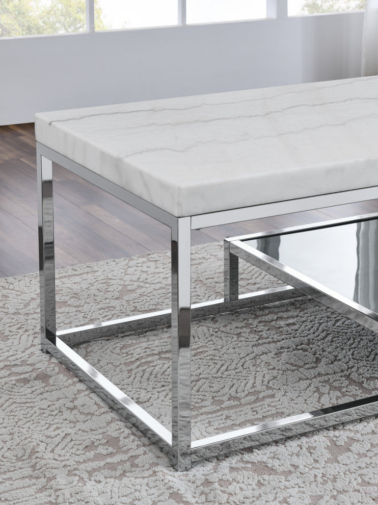 Aston White Marble Top Cocktail Table