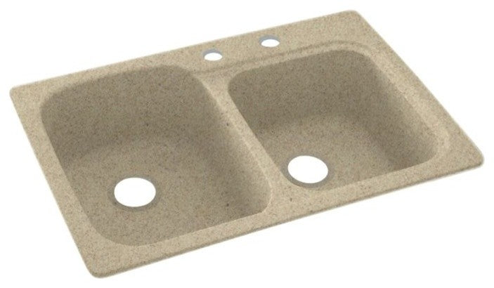 Swan 33x22x9 Solid Surface Kitchen Sink, 2-Hole, Prairie