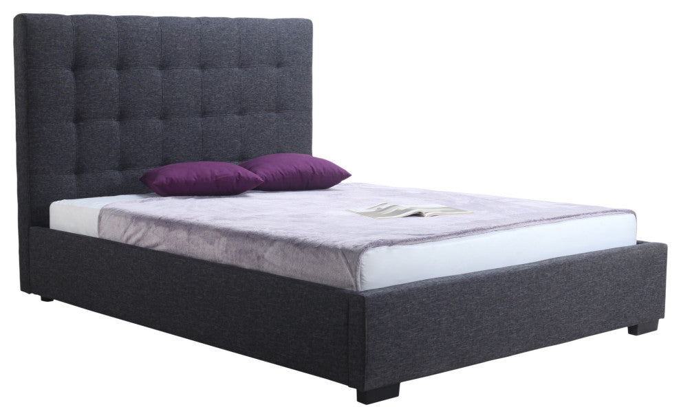 First of A Kind Belle Storage Bed Queen Charcoal Fabric