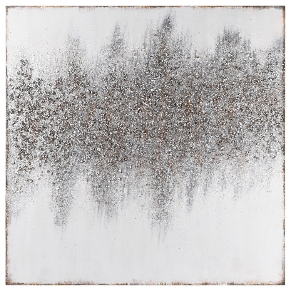 Silver Dust Abstract Textured Metallic Hand Painted Wall Art by Martin Edwards