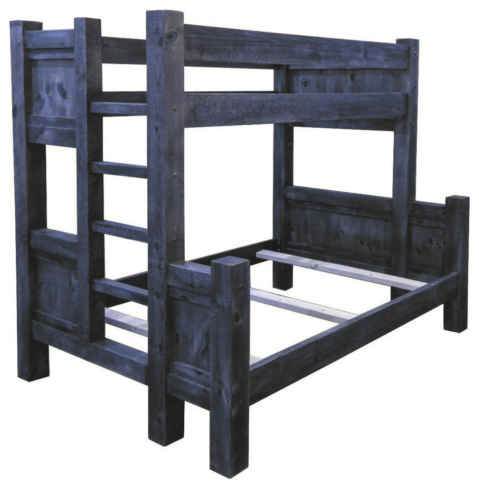 Barnwood Style Timber Peg Bunk Bed, Smokey Gray, Full Over Full