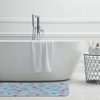 24" x 17" Bunnies and Eggs Bathmat, After Rain Blue