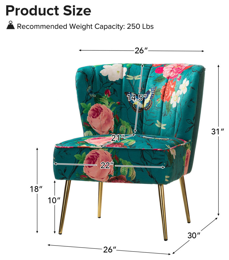 Upholstered Accent Side Chair With Tufted Back Set of 2, Blue