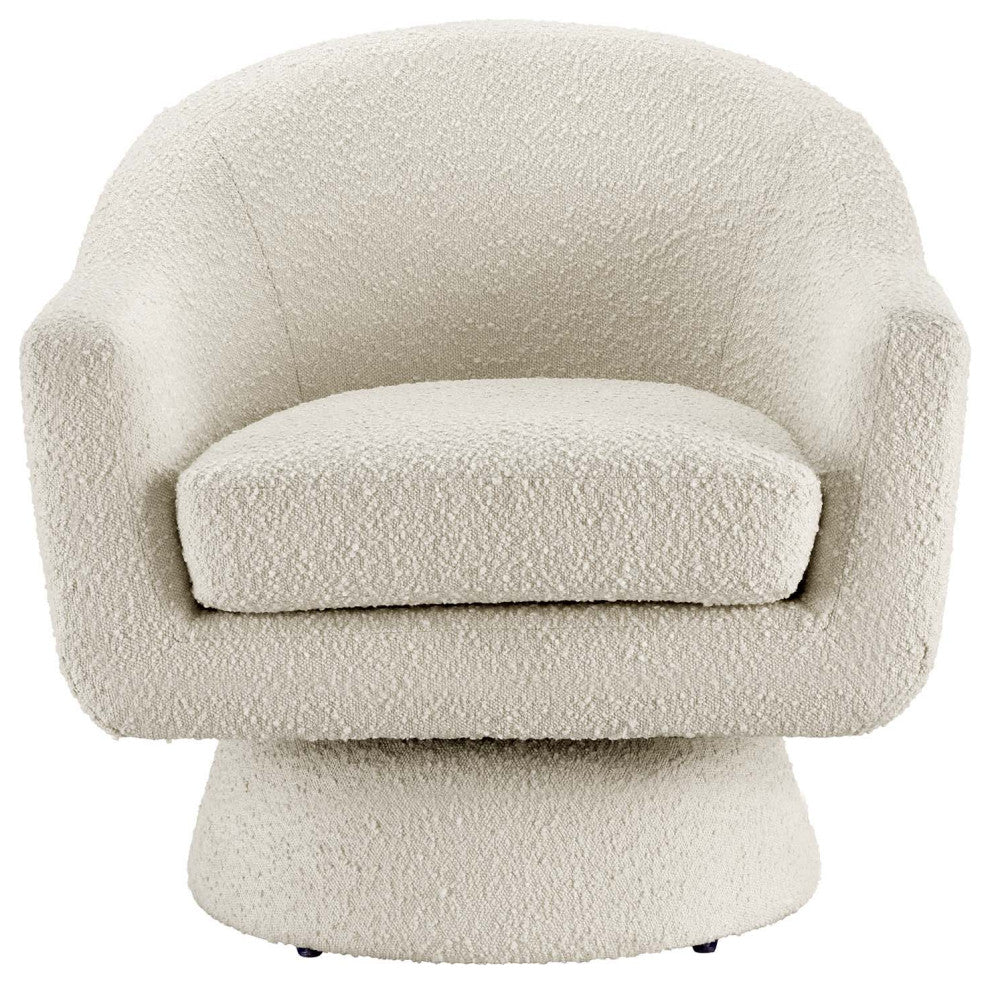 Astral Boucle Fabric Boucle Fabric Swivel Chair, Ivory