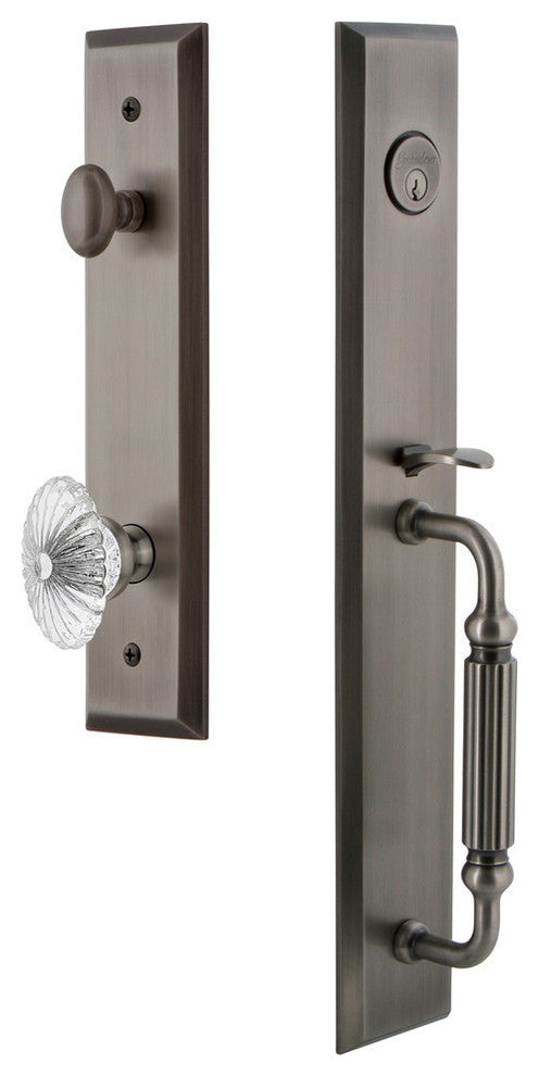 Fifth Avenue 1-Piece Dummy Handleset, F Grip and Burgundy Knob, 849371