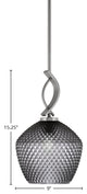 Cavella 1-Light Stem Hung Mini Pendant, Graphite, 9" Smoke Textured Glass