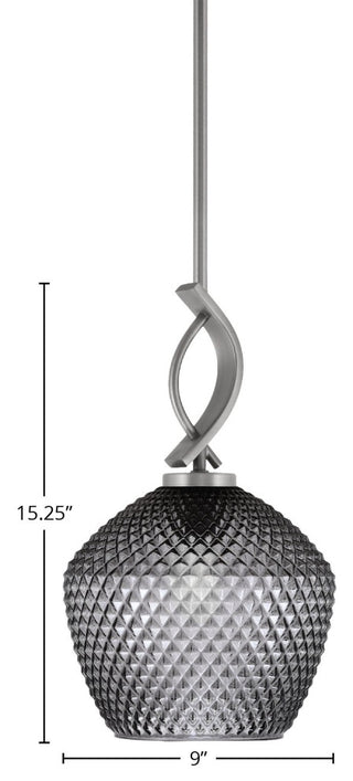 Cavella 1-Light Stem Hung Mini Pendant, Graphite, 9" Smoke Textured Glass