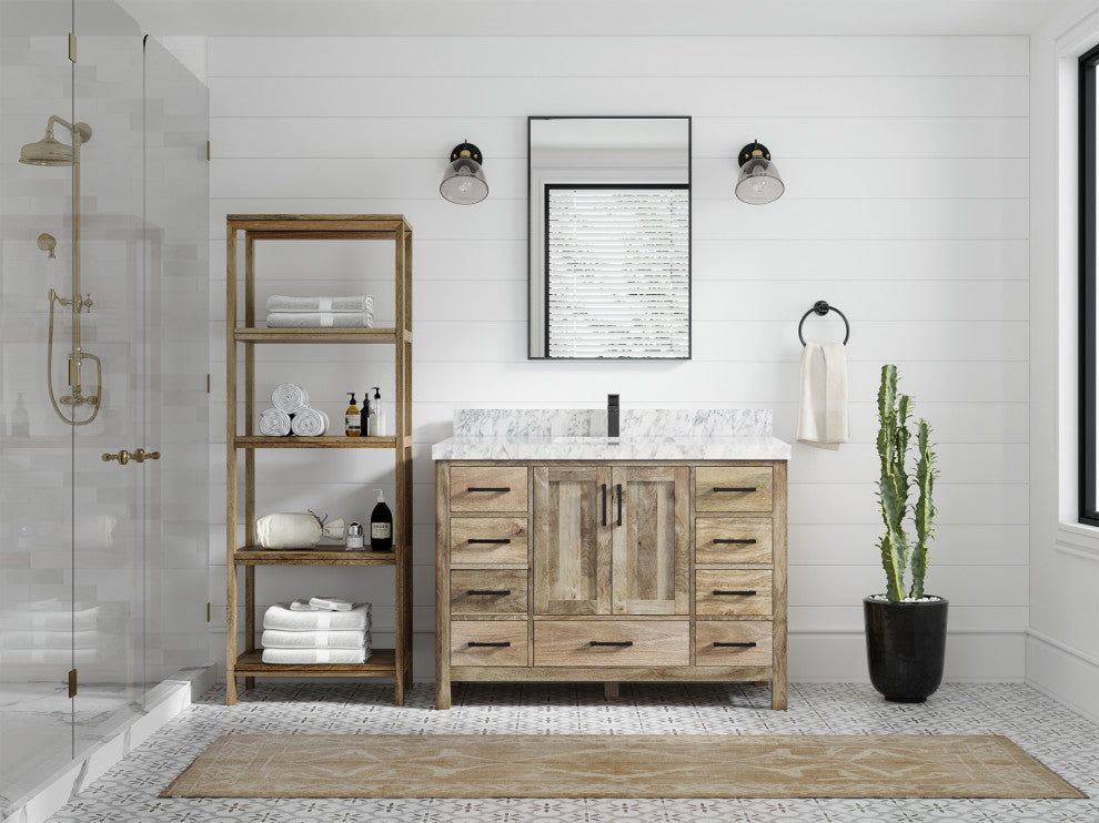 Malibu Mango 48 Single Sink Bath Vanity in Natural 2" Carrara Marble