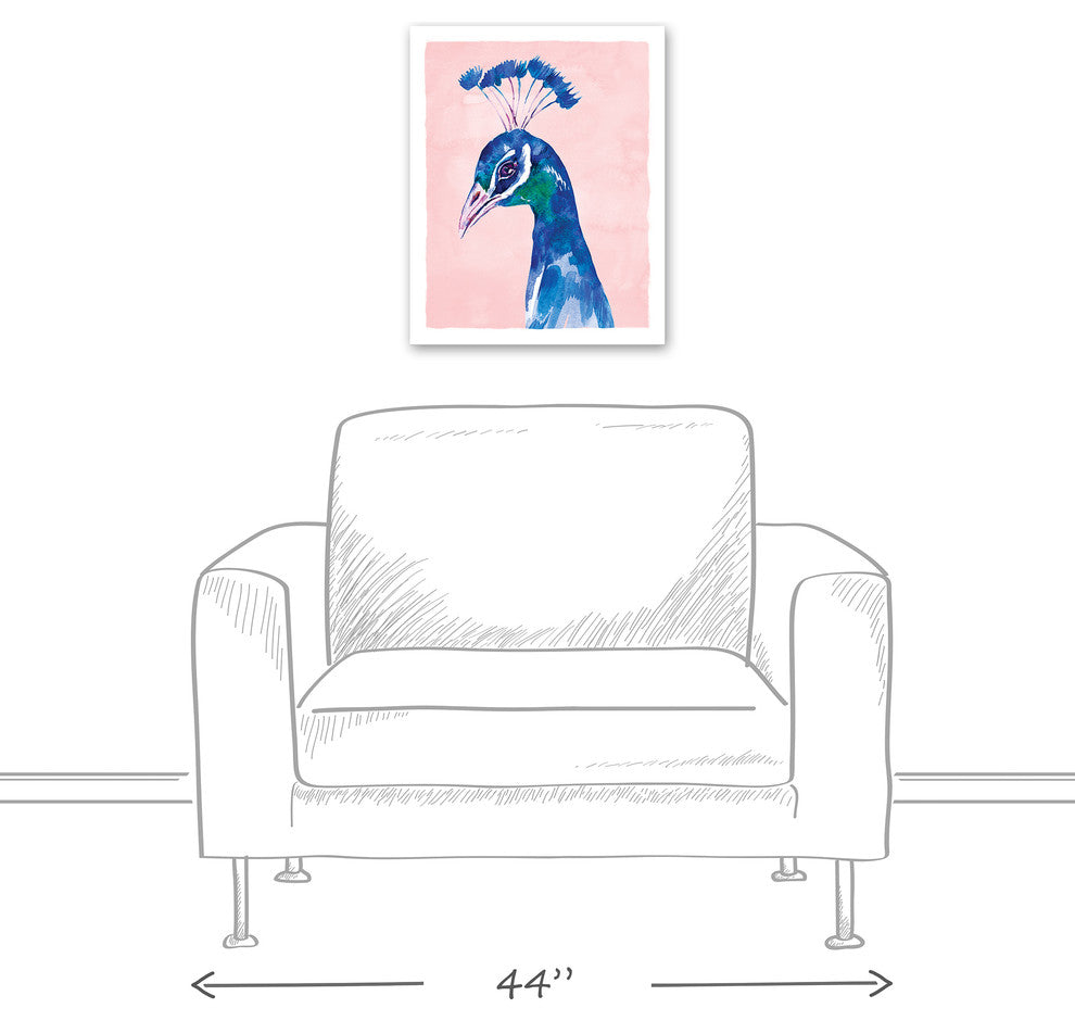 Peacock on Pink Background 16x20 Canvas Wall Art