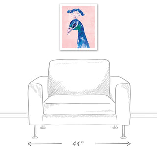Peacock on Pink Background 16x20 Canvas Wall Art