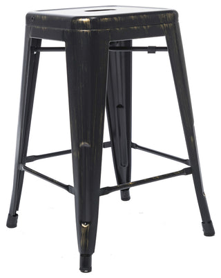 24" Stackable Industrial Golden Black Backless Kitchen Metal Barstools Set of 4