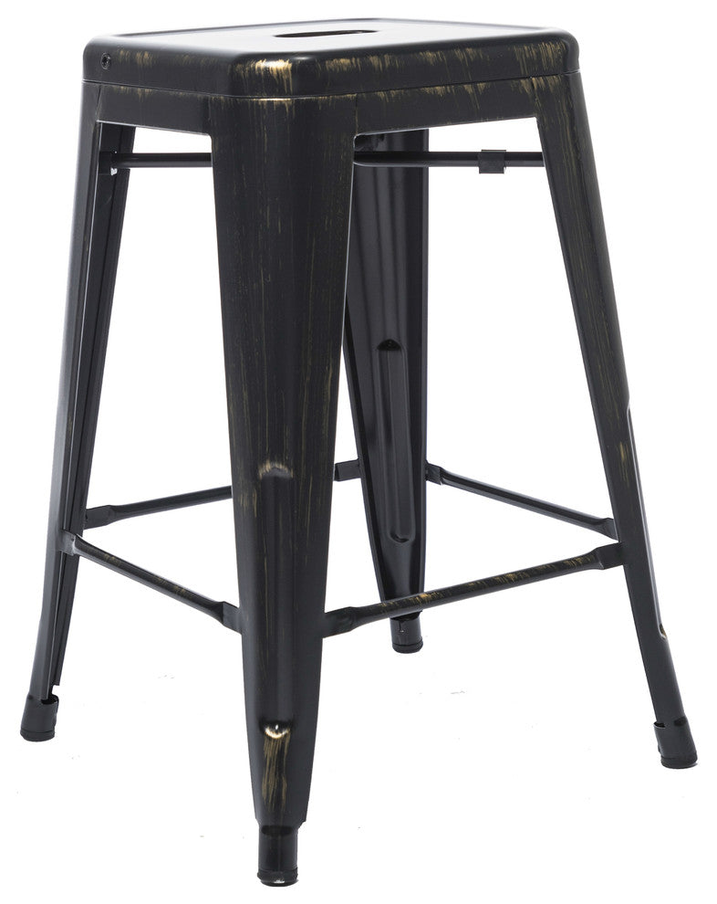 24" Stackable Industrial Golden Black Backless Kitchen Metal Barstools Set of 4