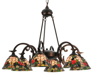 32"W Tiffany Rosebush 6 LT Chandelier