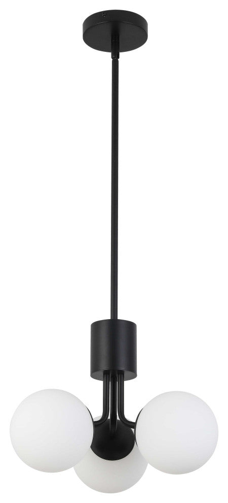 DAINOLITE AMA-153P-MB 3 Light Halogen Pendant Matte Black with White Opal Glass