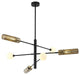 6-Light  Black And Gold Chandelier With White Glass Shades