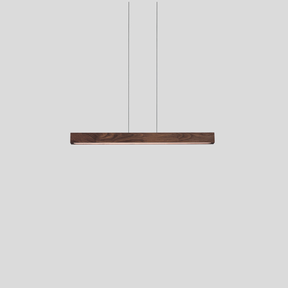Una LED Linear Pendant 48" Walnut, Uplight/Downlight, 3500K, Dimmable