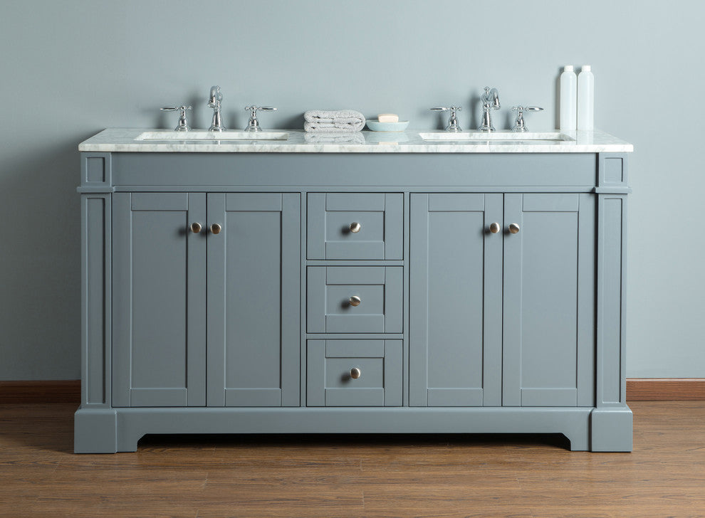 Stufurhome Seine Bathroom Vanity, Gray, 60"