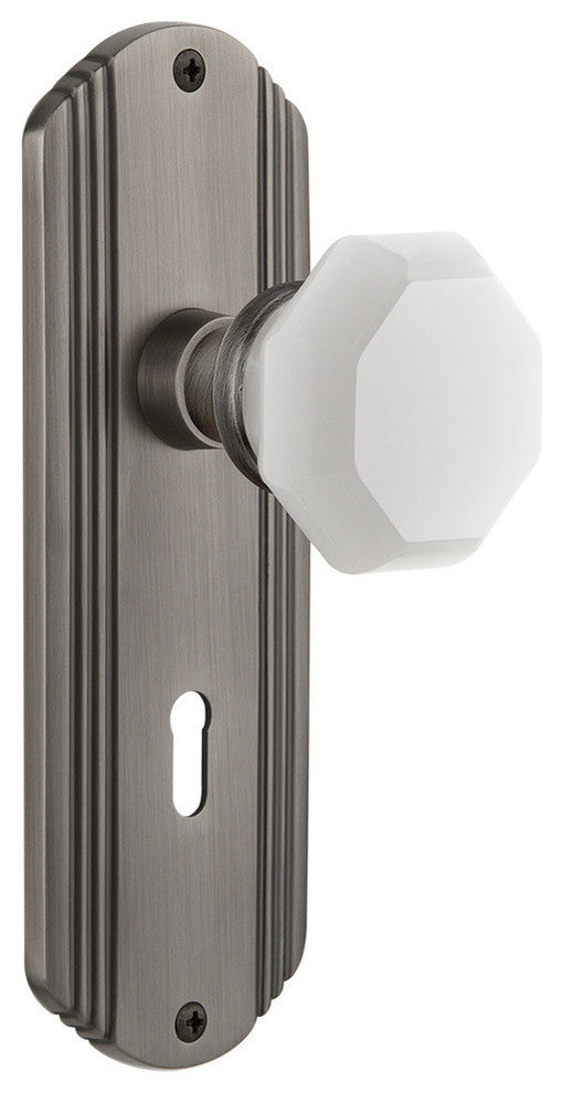 Deco Plate with Keyhole Single Dummy Waldorf White Milk Glass Knob