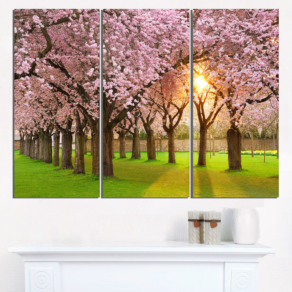 "Fascinating Springtime Cherry Scenery" Metal Wall Art, 3 Panels, 36"x28"