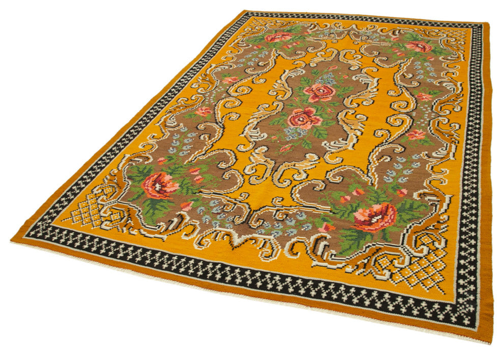 Rug N Carpet - Handmade Moldovian 6' 1'' x 8' 10'' Antique Rose Kilim Rug