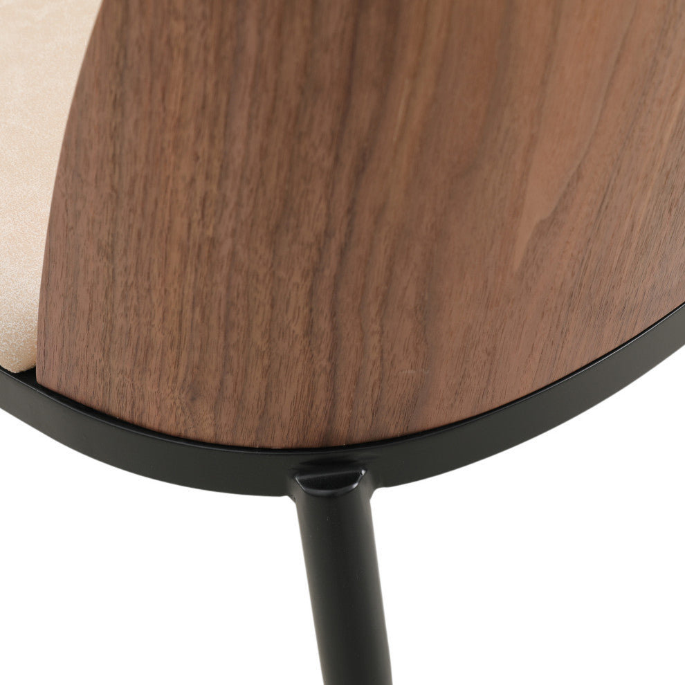 LeisureMod Tule Dining Side Chair, Set of 2, Walnut/Light Brown