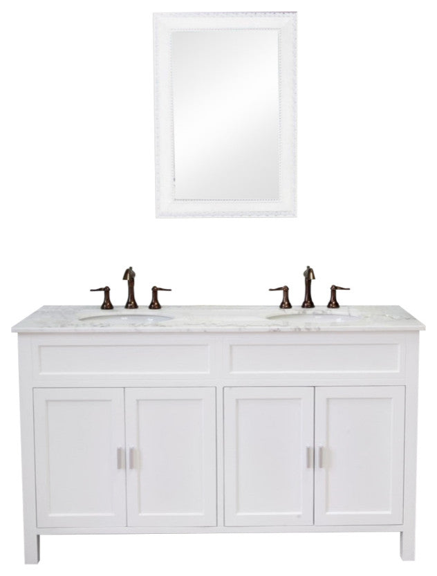 60" Double Sink Vanity-Wood-White