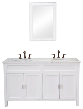 60" Double Sink Vanity-Wood-White