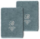 Linum Home Turkish Cotton Monica 2-Piece Embellished Washcloth Set, Teal