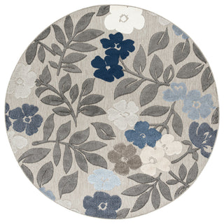 Ostro Modern Floral Area Rug, Blue & Gray, 7'11" Round