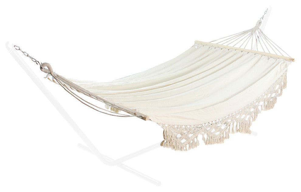 47"x78" Cream White and Tan Brown Poly Cotton Hammock