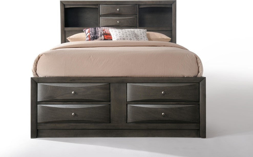ACME Ireland Storage Bed, Gray Oak, Eastern King