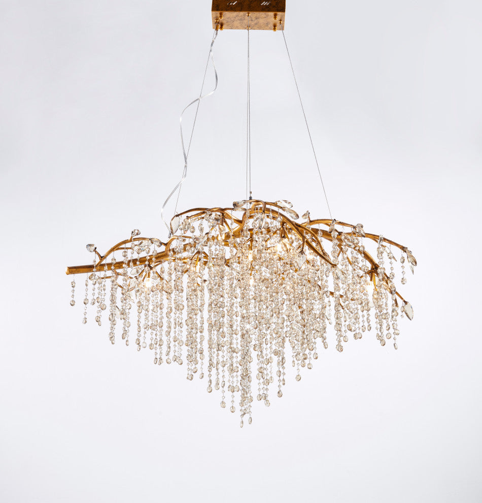 Gold Crystal Branch Chandelier, Gold