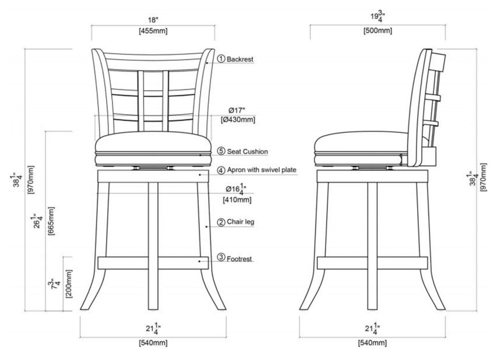 Kyoto Swivel Counter Stool, Cherry