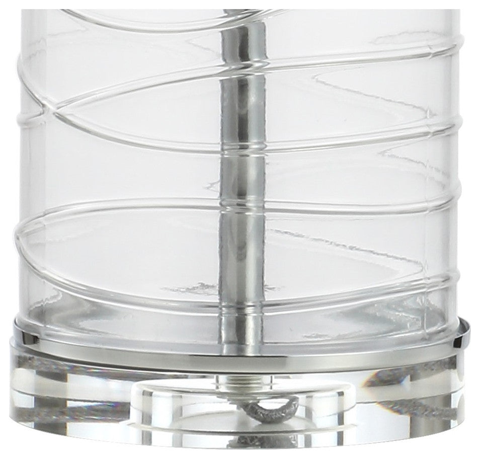 Cole 27.5" Fused Glass Cylinder LED Table Lamp, Set of 2, Clear
