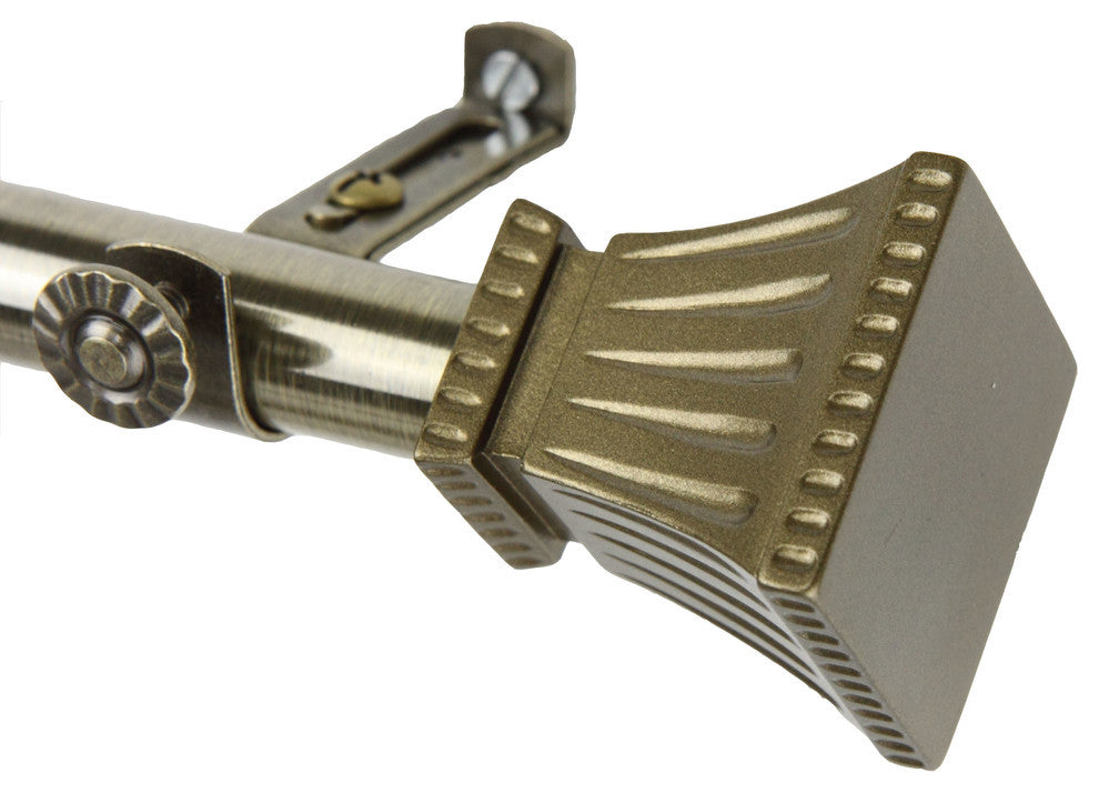 Aldo 13/16" 6-Sided Bay Window Curtain Rod, Antique Brass