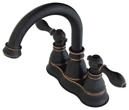 Fauceture 4" Centerset Bathroom Faucet With Push Pop-Up Drain, Naples Bronze