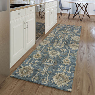 Premium Machine Washable Mayfield AMF697 Navy 2'3" x 7'6" Runner Rug