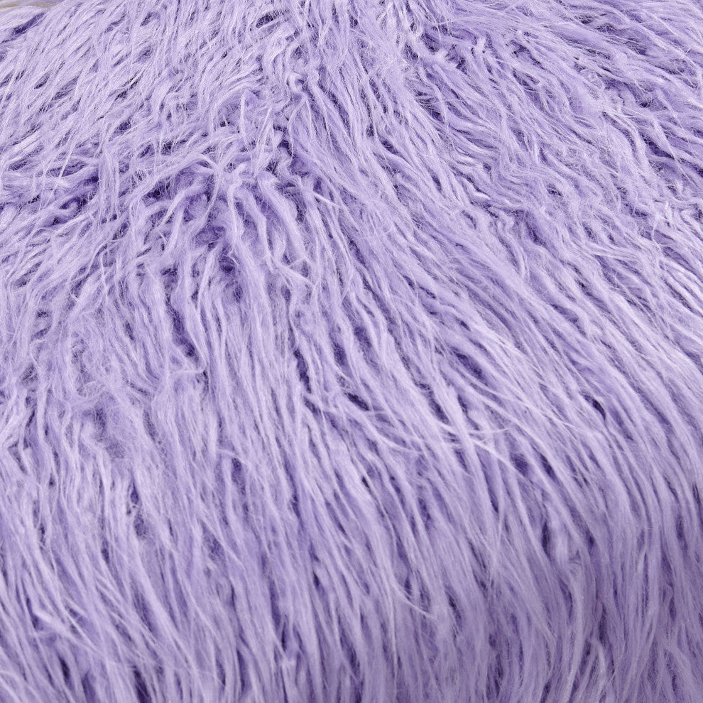Mongolian Fur Ottoman, Lavender, 19''x13''x17''