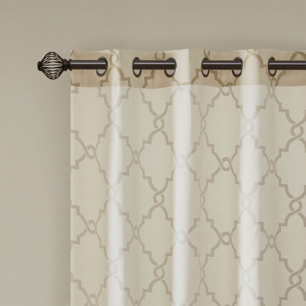 Madison Park Saratoga Fretwork Print Grommet Top Window Curtain Panel