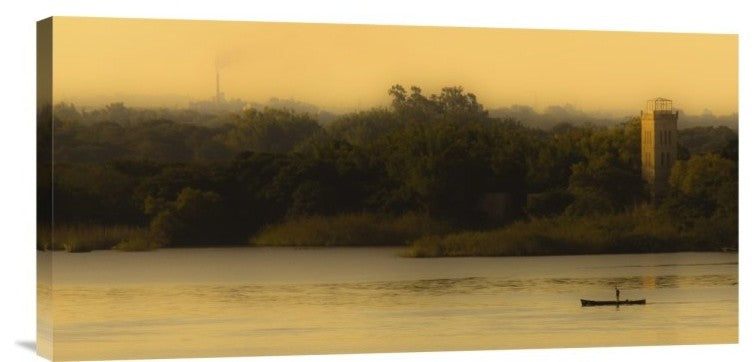 "Fishing At Sunset" Stretched Canvas Giclee by Lisandro Trarbach, 24x12"