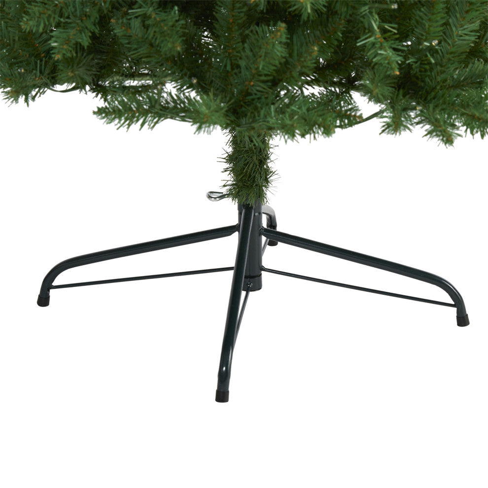8ï¿½ Slim Green Mountain Pine Artificial Christmas Tree / 400 Clear LED Lights