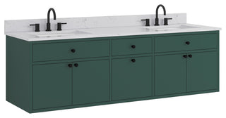 Paisley Vanity Combo, Cala White Engineered Top, 72", Everglade Green, Double Sink