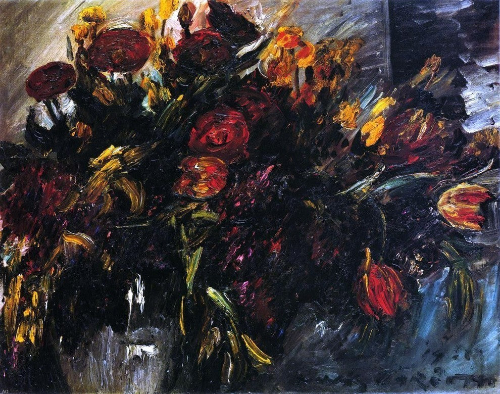 Lovis Corinth Red and Yellow Tulips Premium Canvas Print